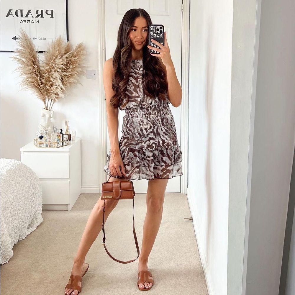 Zara printed smocked short dress